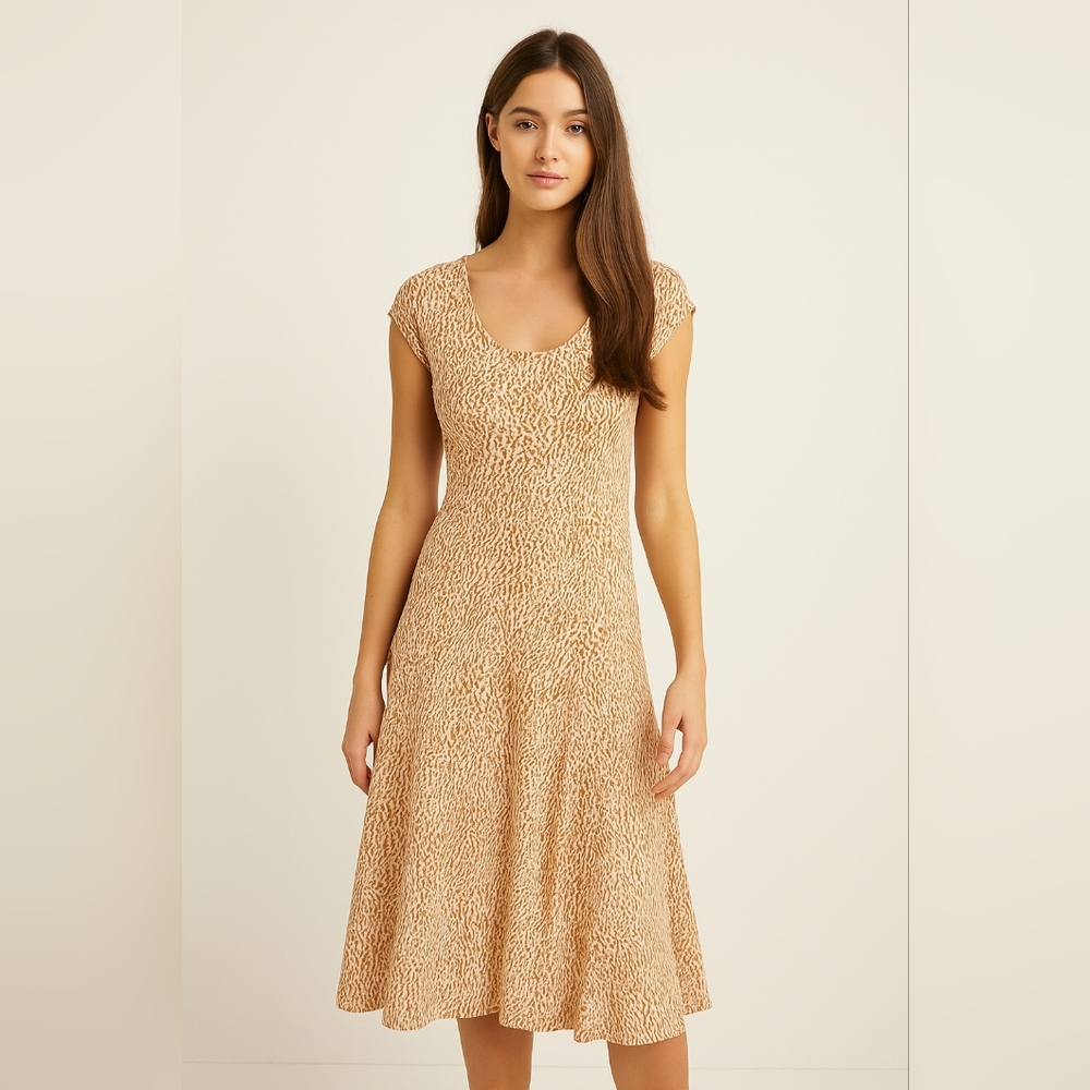 Old Navy Elegant‎ Tan Leopard Print Dress Women's Size XL Pullover Maxi New Fall